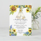 Eerste Verjaardags Avontuur BOHO Tepee Zonnebloeme Kaart (Staand voorkant)