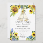 Eerste Verjaardags Avontuur BOHO Tepee Zonnebloeme Kaart (Voorkant)