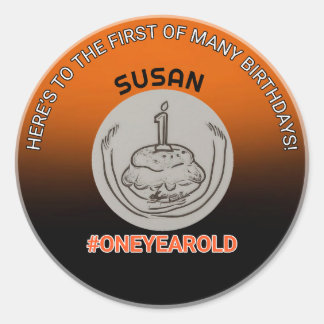 Eerste Verjaardags Cheer: #OneYearOld Ronde Sticke Sticker