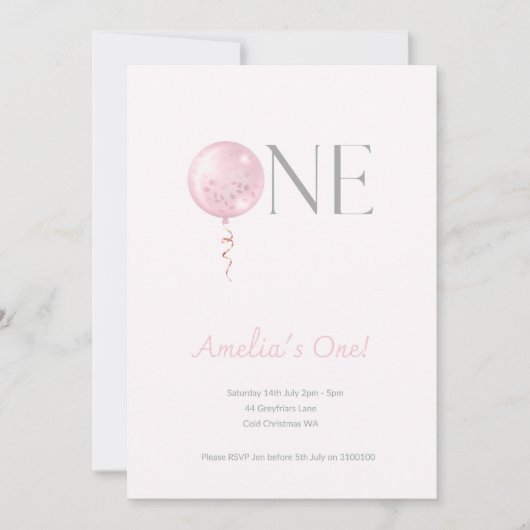 Eerste verjaardagsballon uitnodiging (Voorkant)