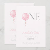 Eerste verjaardagsballon uitnodiging (Voorkant / Achterkant)