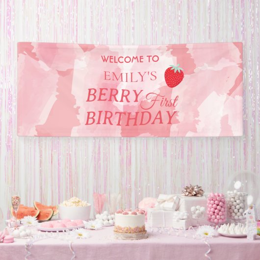 Eerste verjaardagsbanner met bessen spandoek (Feest)