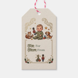 Eerste verjaardagscadeautag voor kleine soldaat cadeaulabel