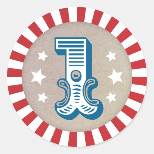 Eerste Verjaardagscircus Carnaval Favor Sticker (Voorkant)