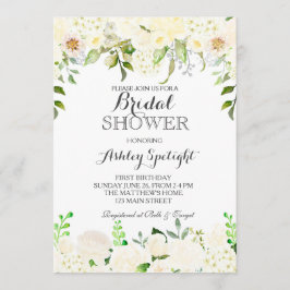 Eerste verjaardagscrème Beauful Floral Invitation Kaart