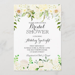 Eerste verjaardagscrème Beauful Floral Invitation Kaart