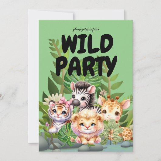 Eerste verjaardagsfeest 2-zijdige uitnodigingen (Voorkant)