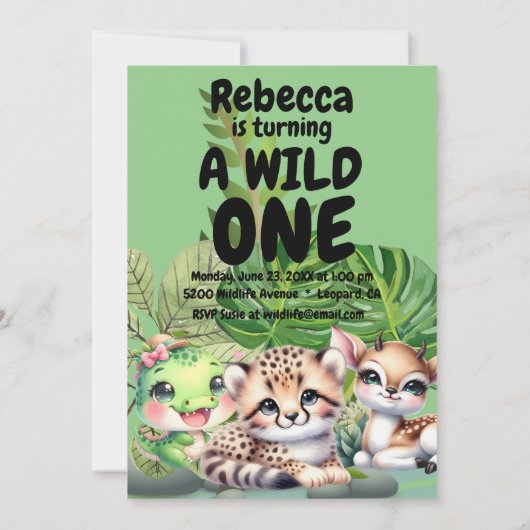 Eerste verjaardagsfeest 2-zijdige uitnodigingen (Achterkant)