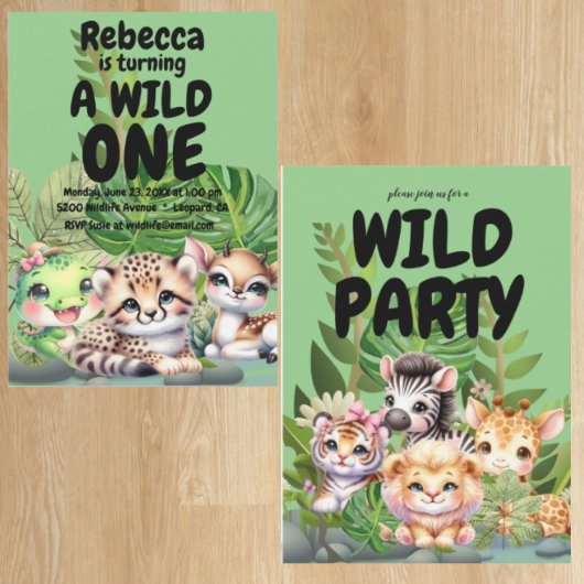 Eerste verjaardagsfeest 2-zijdige uitnodigingen