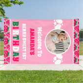 Eerste verjaardagsfeest Foto van Strawberry Spandoek (Buitenkant)