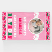Eerste verjaardagsfeest Foto van Strawberry Spandoek (Horizontaal)