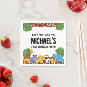 Eerste verjaardagsfeest gepersonaliseerde Safari D Servet (Insitu)