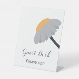 Eerste Verjaardagsfeest Kamille Bloem Gastenboek Reclamebord Met Voetstuk