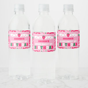 Eerste verjaardagsfeest met aardbeien waterfles etiket