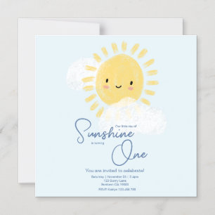 Eerste verjaardagsfeest Ray of Sunshine Schattige  Magnetische Uitnodiging