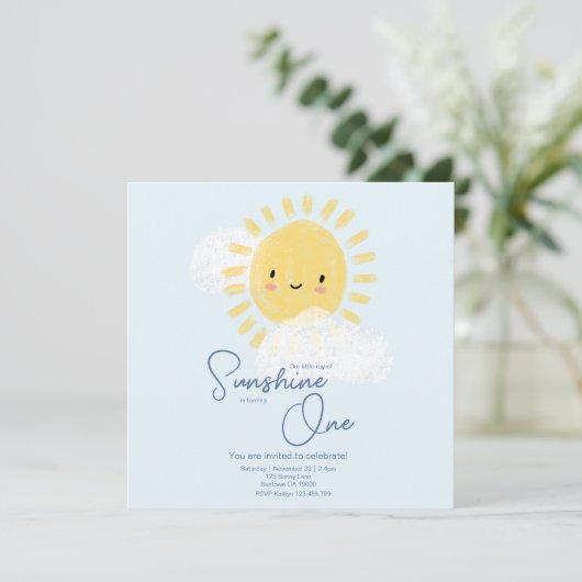 Eerste verjaardagsfeest Ray of Sunshine Schattige Save The Date (Staand voorkant)