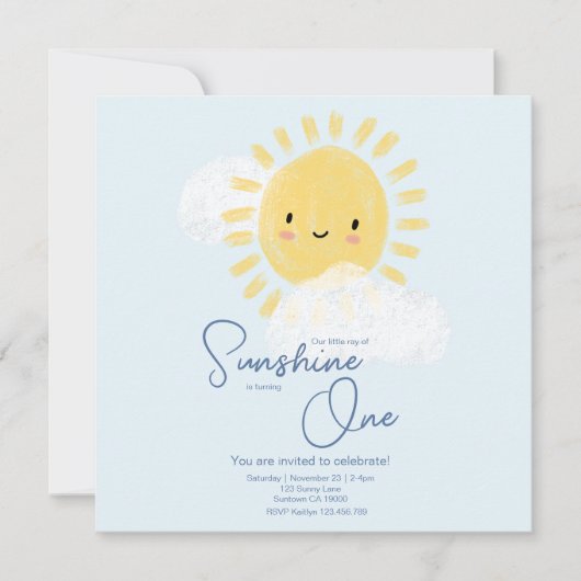 Eerste verjaardagsfeest Ray of Sunshine Schattige Save The Date (Voorkant)