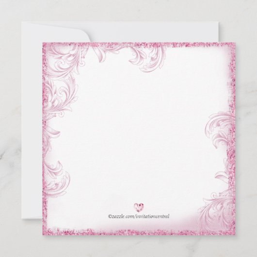 Eerste verjaardagsfeest roze glitter meisjes kaart (Achterkant)