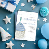Eerste verjaardagsfeest Schattigee Blue Boy Cupcak Kaart