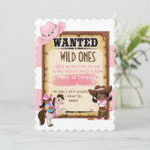 Eerste verjaardagsfeest uitnodiging wild-westcowme (Staand voorkant)