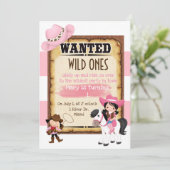 Eerste verjaardagsfeest uitnodiging wild-westcowme (Staand voorkant)