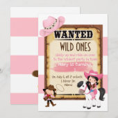 Eerste verjaardagsfeest uitnodiging wild-westcowme (Voorkant / Achterkant)
