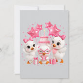 Eerste verjaardagsfeest van kawaii eendjes kaart (Achterkant)