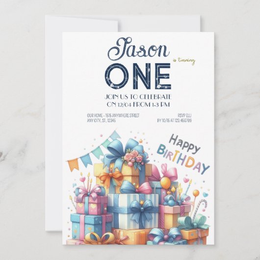 Eerste verjaardagsfeest voor baby's kaart (Voorkant)