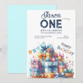 Eerste verjaardagsfeest voor baby's kaart (Voorkant / Achterkant)