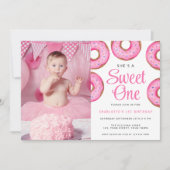 Eerste verjaardagsfeestfoto Sweet One Donut Kaart (Voorkant)