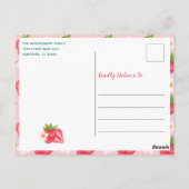 Eerste verjaardagsfeestje aardbei rozezoet briefkaart (Achterkant)