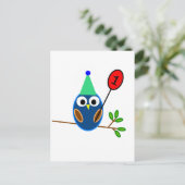 Eerste verjaardagsfeestje, Cute Uil Briefkaart (Staand voorkant)