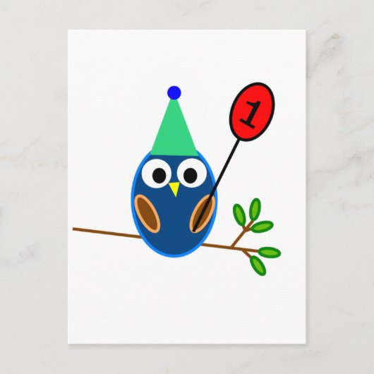 Eerste verjaardagsfeestje, Cute Uil Briefkaart (Voorkant)