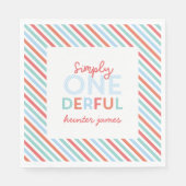 Eerste verjaardagsfeestje felkleurige stripe decor servet (Voorkant)