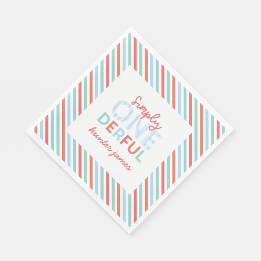 Eerste verjaardagsfeestje felkleurige stripe decor servet (Hoek)