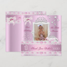 Eerste verjaardagsfeestje foto van kleine prinses kaart