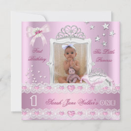 Eerste verjaardagsfeestje foto van kleine prinses kaart