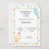 Eerste verjaardagsfeestje ijs uitnodiging (Voorkant)