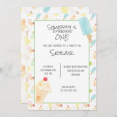 Eerste verjaardagsfeestje ijs uitnodiging (Voorkant / Achterkant)