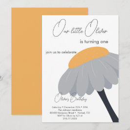 Eerste Verjaardagsfeestje Kamille Bloem Schattige Kaart