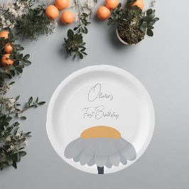 Eerste Verjaardagsfeestje Kamille Bloem Schattige Papieren Bordje