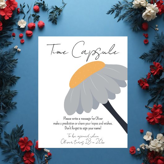 Eerste Verjaardagsfeestje Kamille Bloem Schattige  Poster