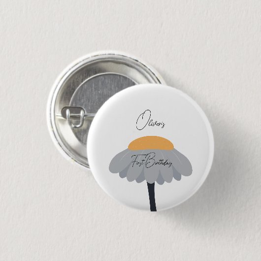 Eerste Verjaardagsfeestje Kamille Bloem Schattige Ronde Button 3,2 Cm (Voorkant /achterkant)