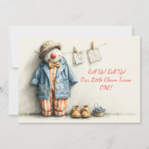 Eerste verjaardagsfeestje Kleine Clown Kaart