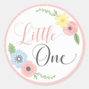 Eerste verjaardagsfeestje Little One Floral Baby Ronde Sticker