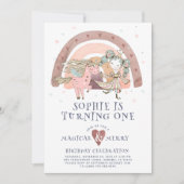 Eerste verjaardagsfeestje Magisch Eenhoorn Regenbo Kaart (Voorkant)