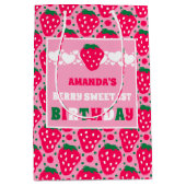 Eerste verjaardagsfeestje met aardbei medium cadeauzakje (Voorkant)