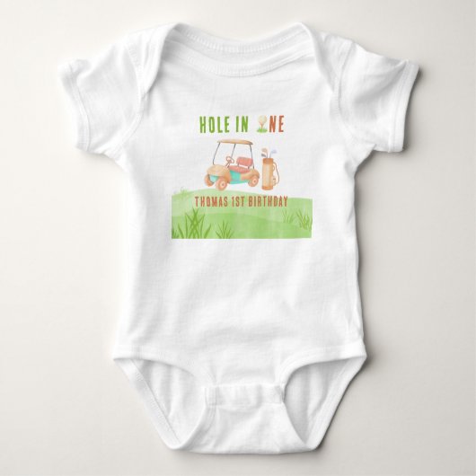 Eerste verjaardagsfeestje met een hole-in-one romper (Voorkant)