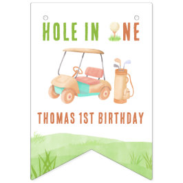 Eerste verjaardagsfeestje met een hole-in-one vlaggetjes