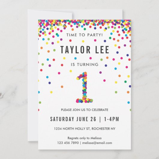 Eerste verjaardagsfeestje met regenboogthema, Eers Kaart (Voorkant)